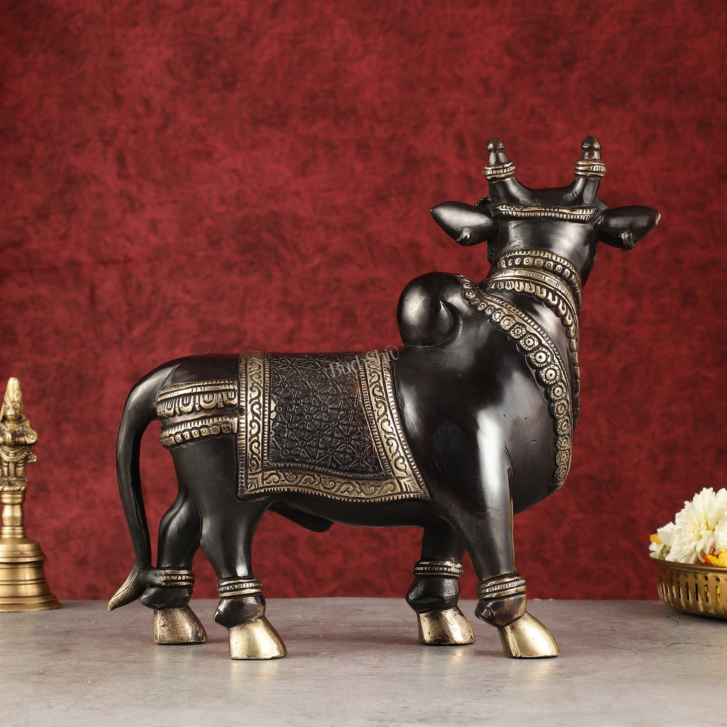 Exquisite Brass Superfine Standing Nandi Idol | 10.5" black