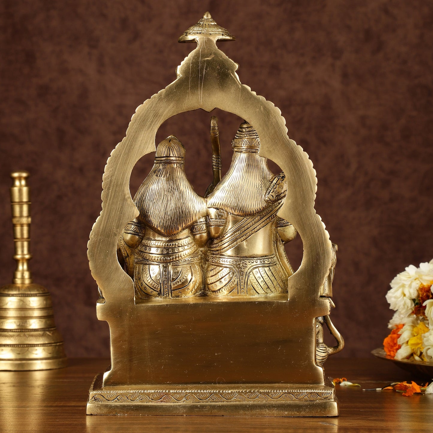 Rama, Sita, and Hanuman brass idol | 11" Height