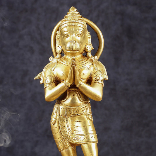 Brass Hanuman in Namaskaram anjali Mudra Statue 12 inch