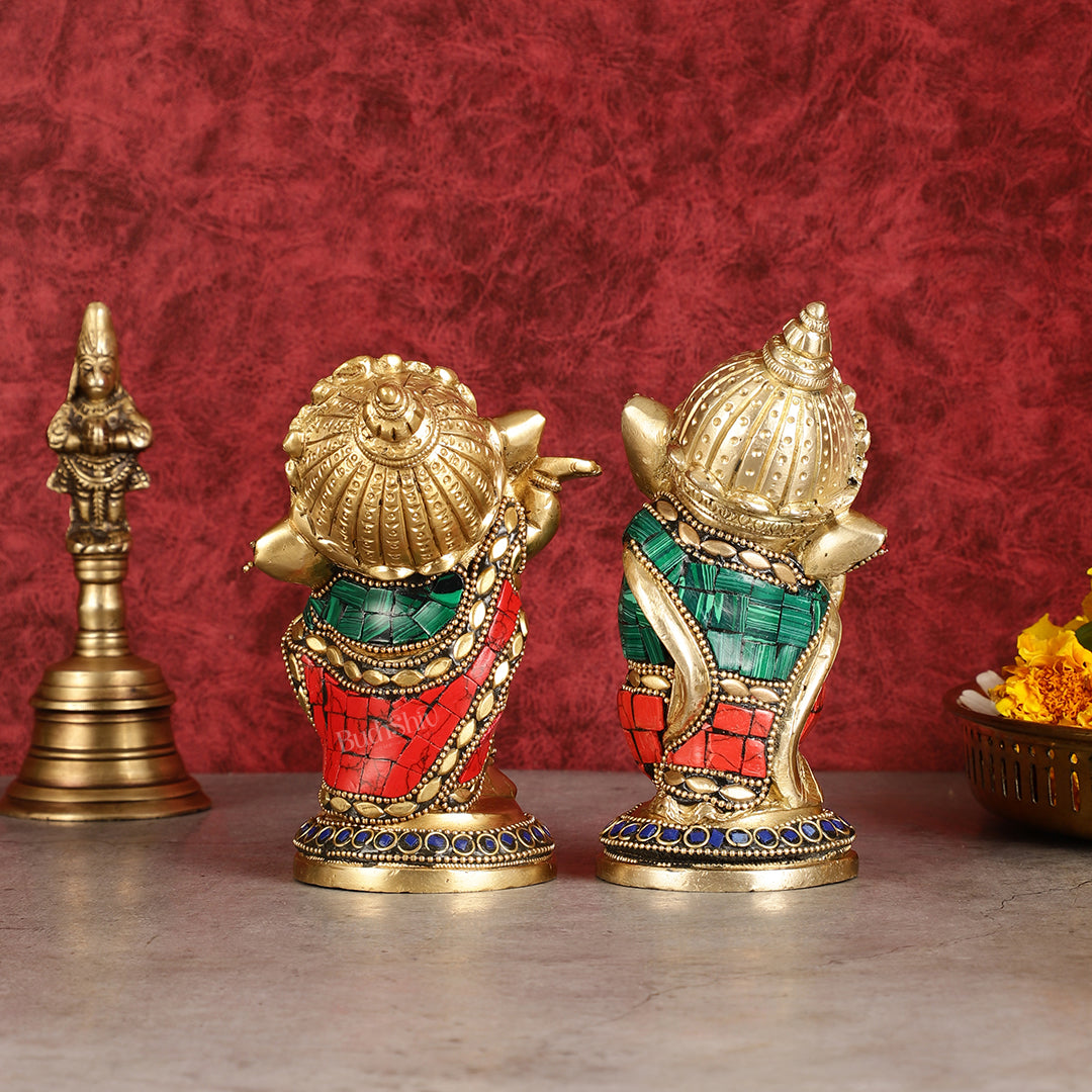 Baby Ganesha Brass Idols pair 5 " Stonework