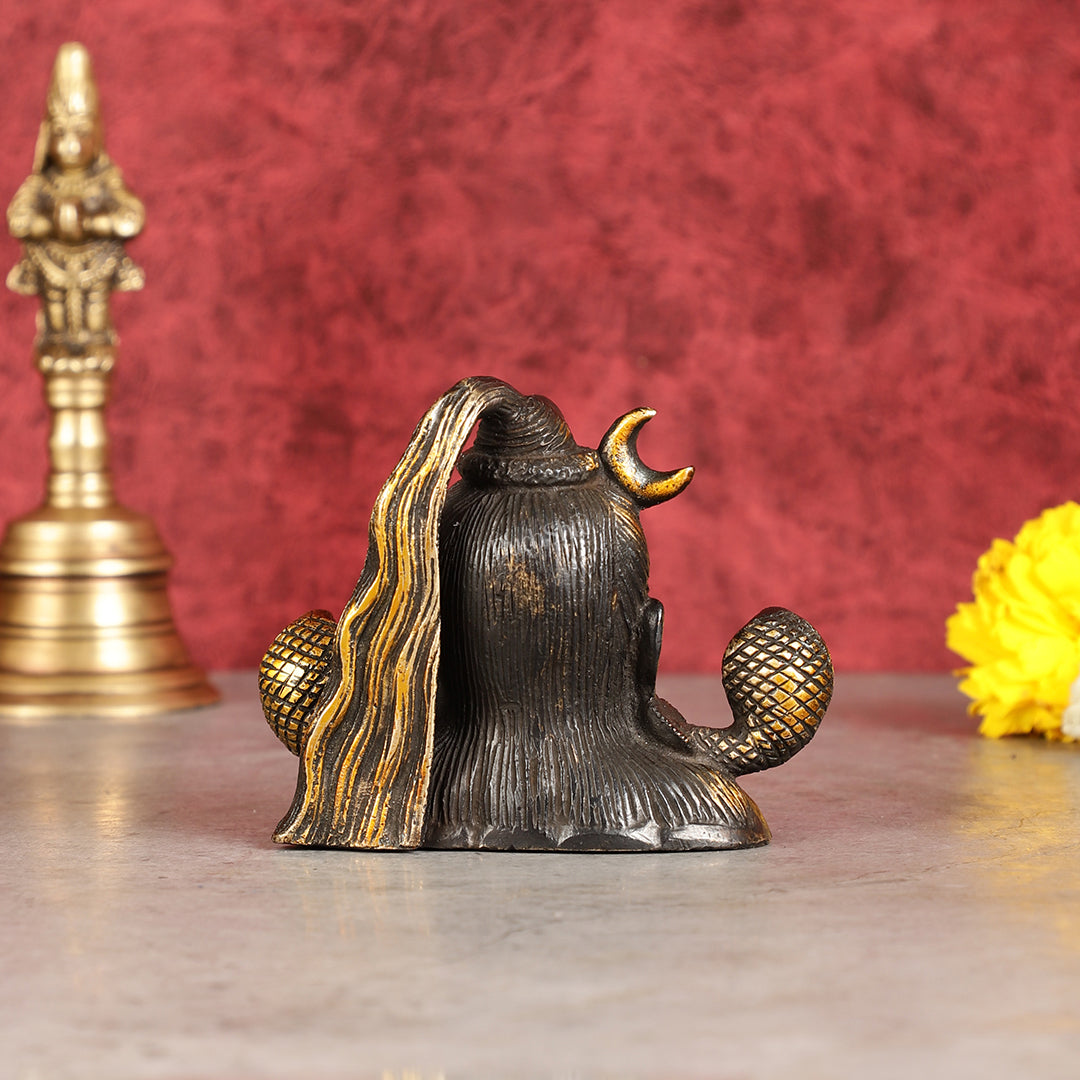 Brass Shiva Bust Face Idol - 4-inch (black antique)
