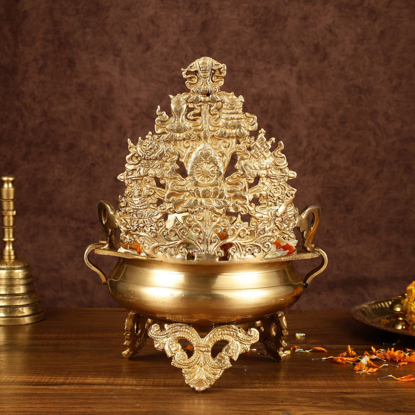 Pure Brass Urli Bowl Antique Style | 12 inch