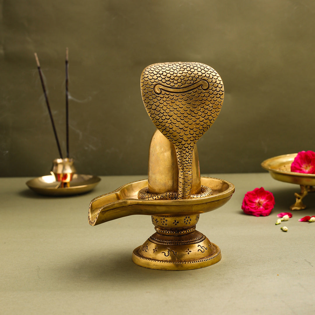 Brass Superfine Shivling/Shivlingam Idol (9 Inch)