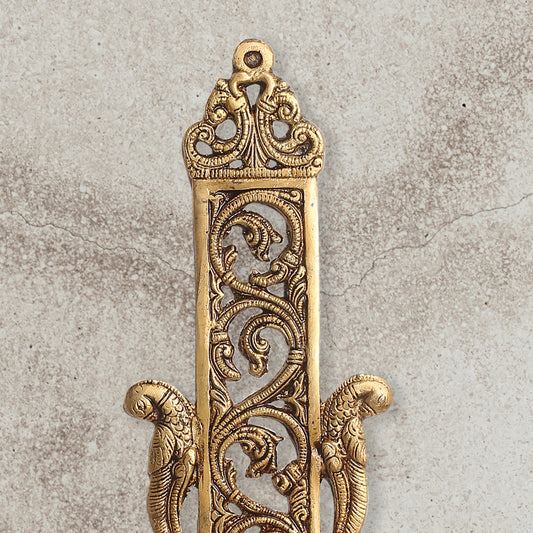 Brass Peacock Hanging Diya With Bell (13 Inch)