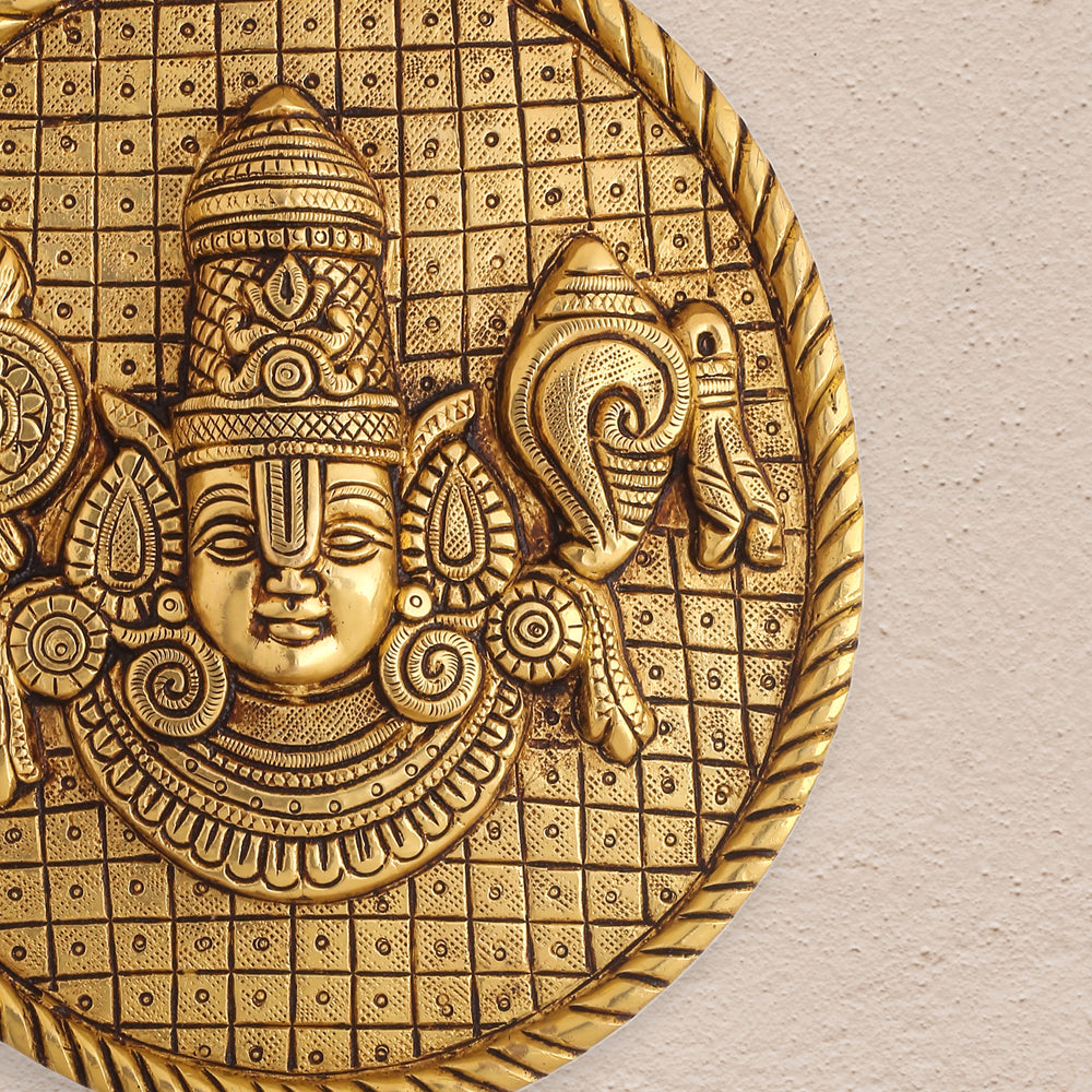 Brass Tirupati Balaji Coin Wall Hanging (7 Inch)