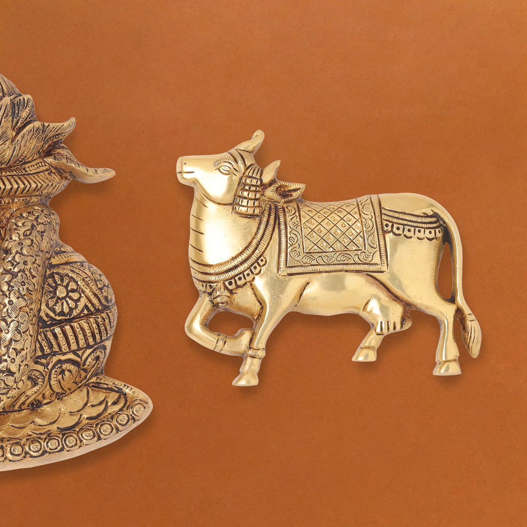 Brass Mangal Kalash With Cow Wall Hanging