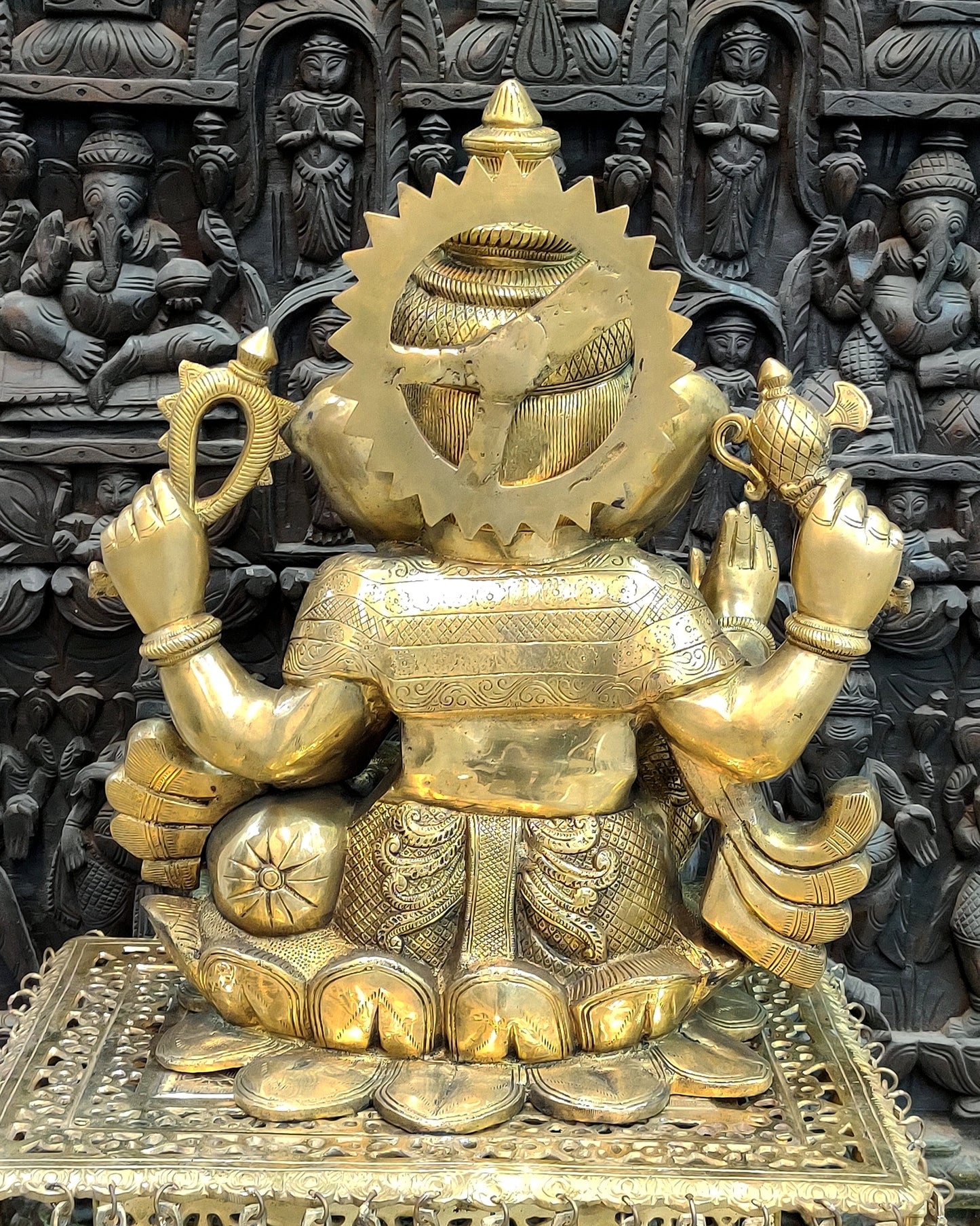 Handcrafted Ganapathi Statue 21": Lord Ganesha Seated on Lotus Base | 30 kg