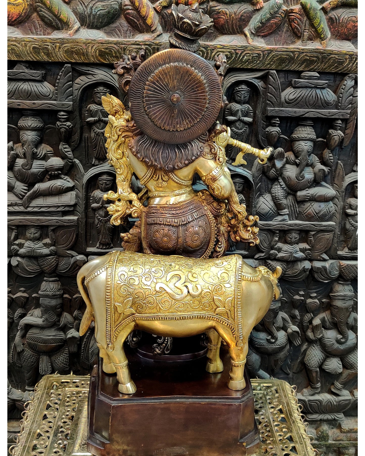 Krishna with cow Brass Idol 28 inch
