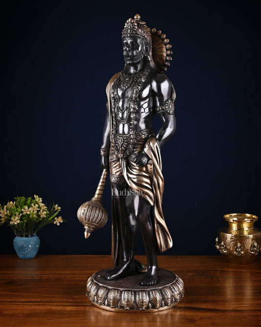 Brass Lord Hanuman Statue Standing 24" Height Black edition