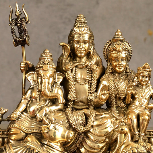 Pure Brass Superfine Shiv Parivar Idol - 6 inch