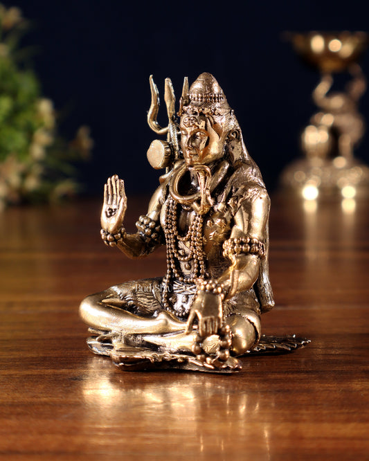 Pure Brass Superfine Blessing Lord Shiva Idol – 3"
