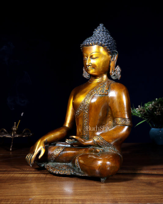 Brass Buddha Statue | 14 inch