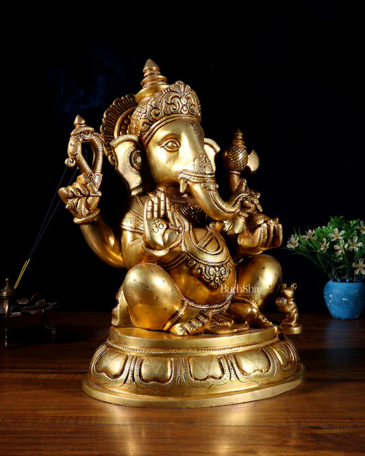 Brass Superfine Lord Ganesha Handcrafted Idol 14"