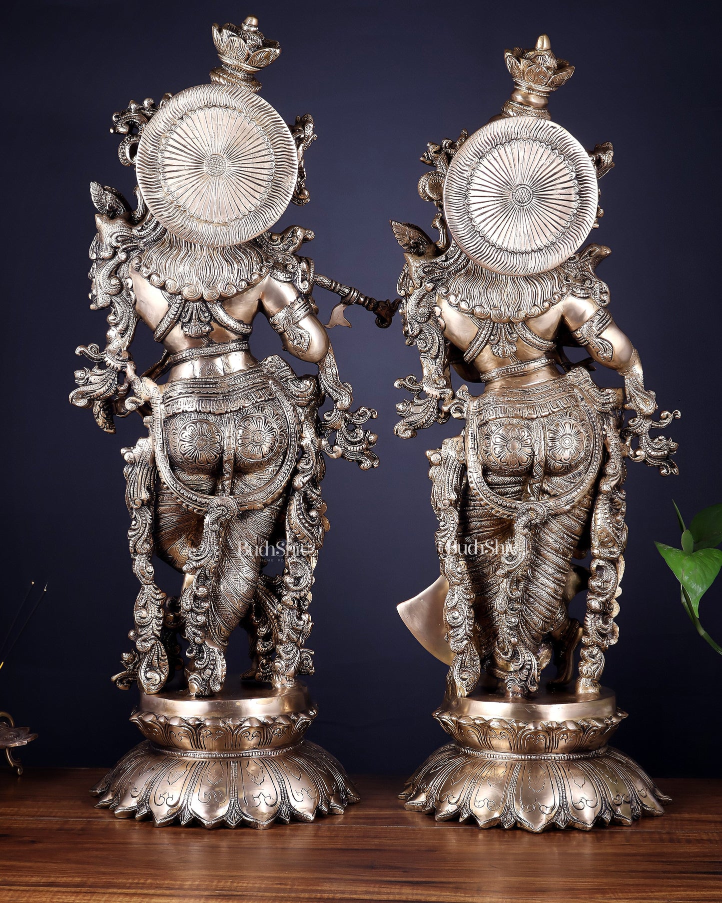 Brass Radha Krishna statue pair - 27 Inches
