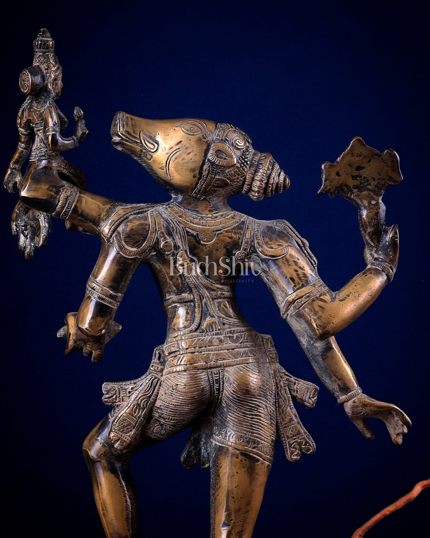 Varaha with Bhooma Devi Varaha Lakshmi Brass Statue 17 inch Gold vintage