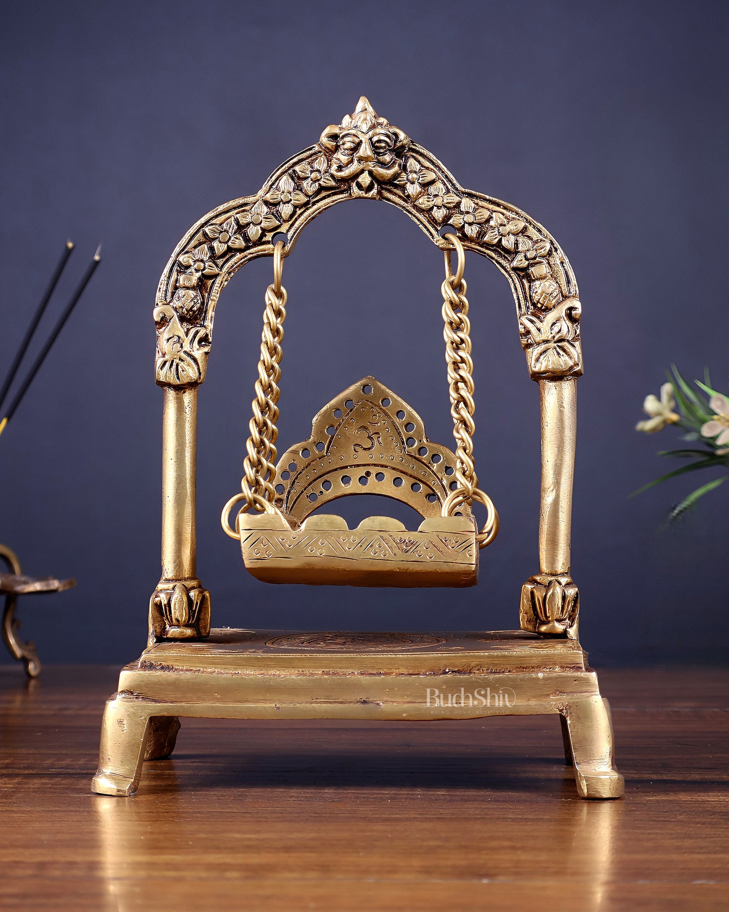 Pure Brass Swing Jhoola (Oonjal) for Home Temple 8"