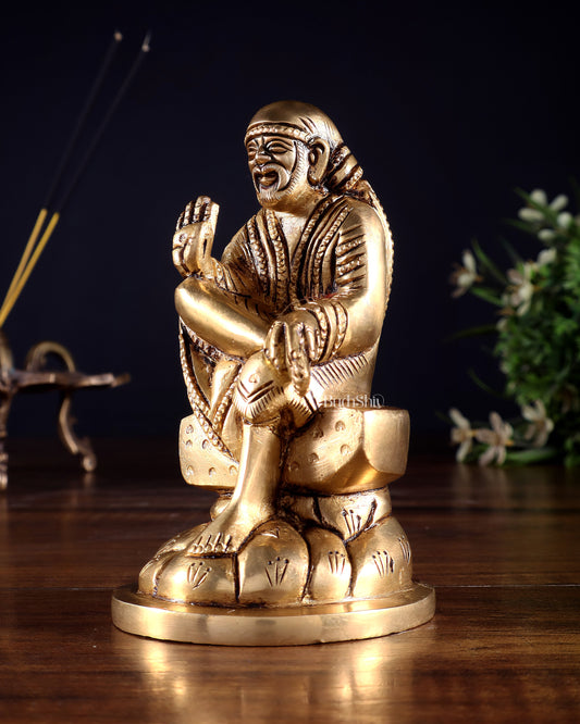 Brass Superfine Sai Baba Idol for Home Temple - 4.5 inch