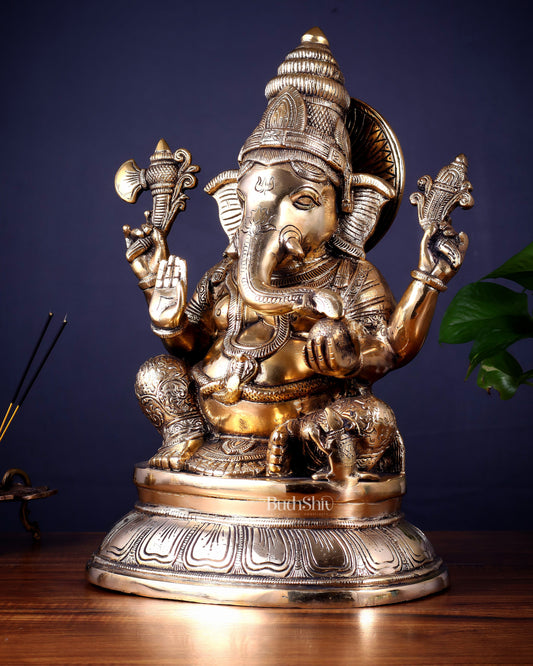 Pure Brass Ganesha Statue – 15 inch Tall