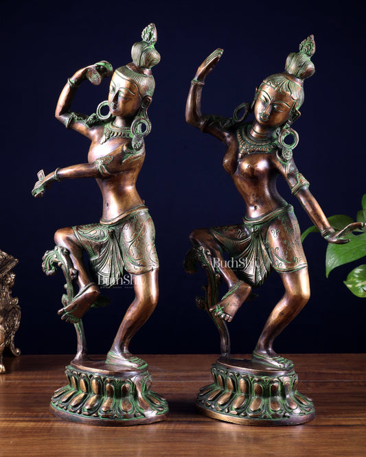 15" Lord Shiva and Parvati Dancing Idols - Pure Brass