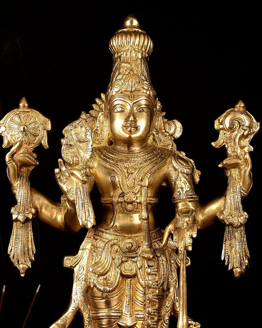 Handcrafted Brass Lord Vishnu Statue - 20" Height