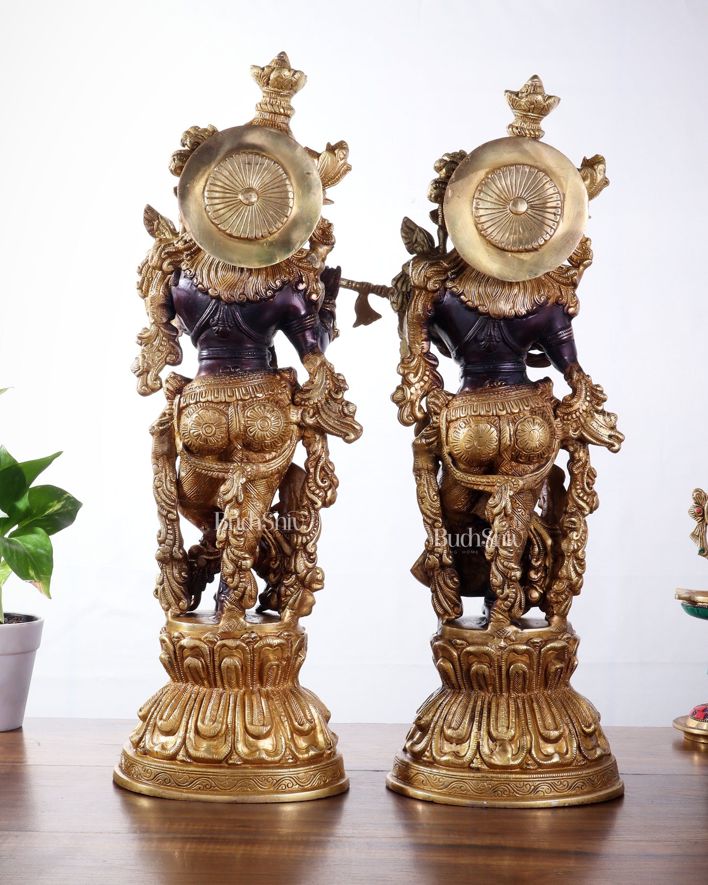 Brass Radha Krishna Idol Set - 21" black edition