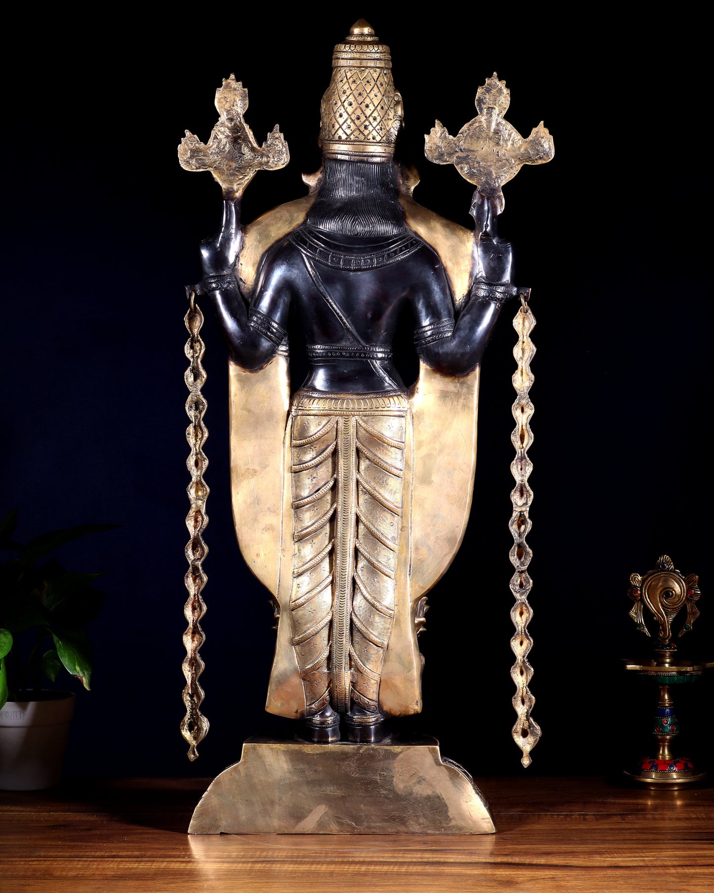 Pure Brass Tirupati Balaji with Engraved Goddess Lakshmi – 28”