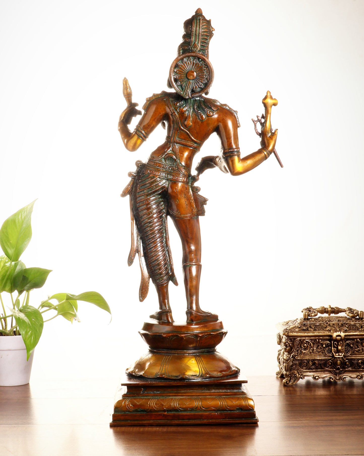Ardhanarishwara Shiv Parvati as one Brass statue 23" chola tone