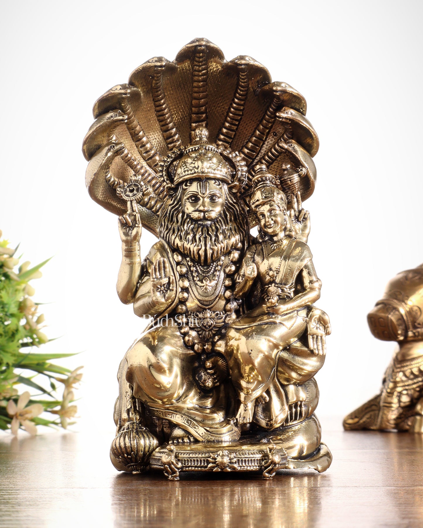 Pure Brass Narsimha Lakshmi Idol - 4 Inch