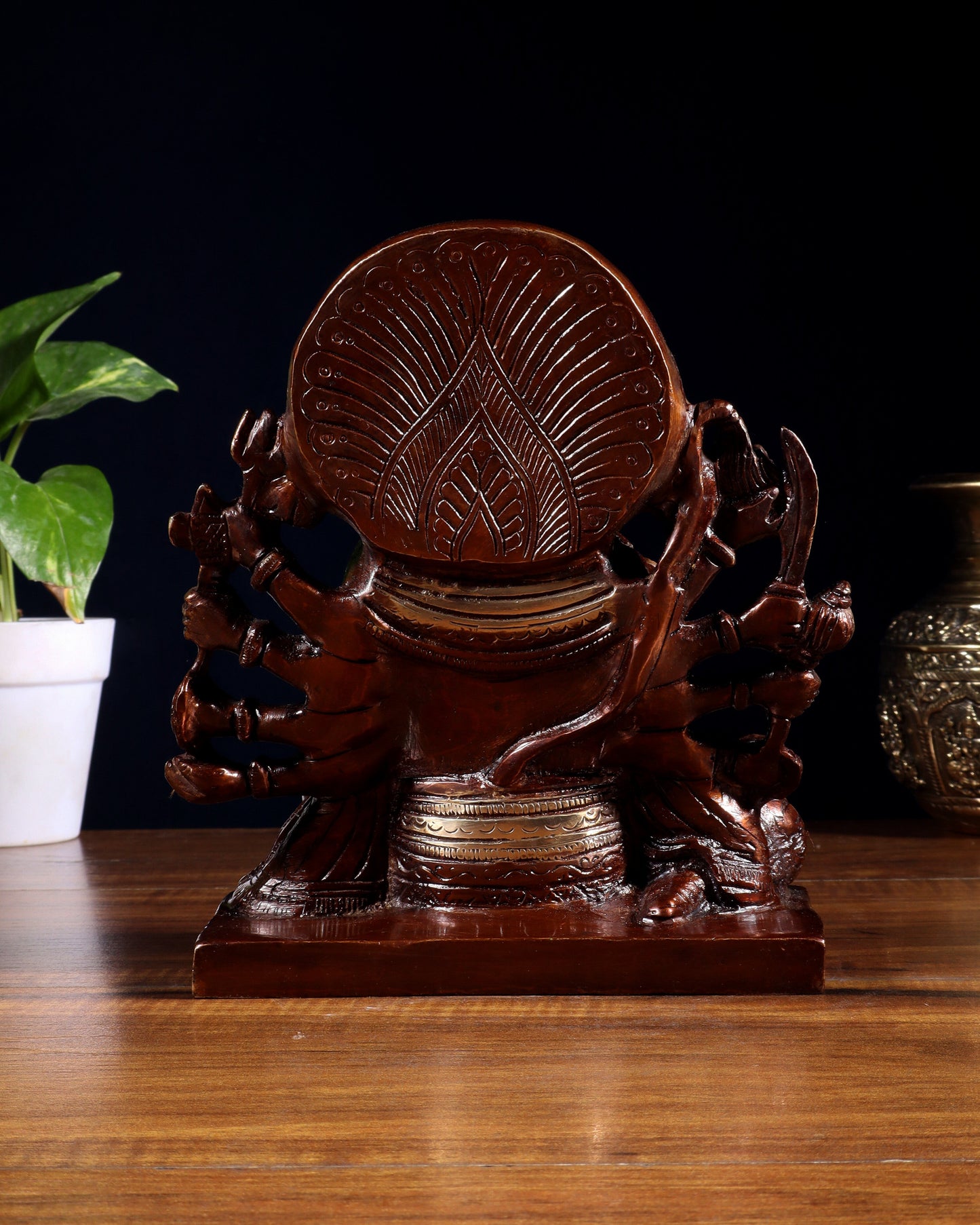 Pure Brass Panchmukhi Hanuman Statue – Dual Tone Finish 7.5 Inch