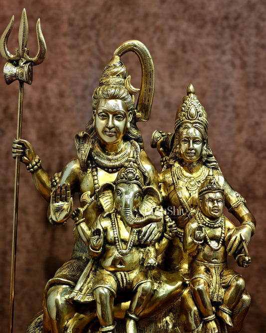 Pure Brass Shiva Parivar Statue - 28" large size