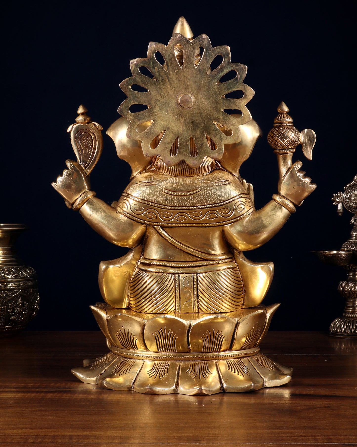 Pure Brass Superfine Lord Ganesha Statue – 14 Inch | Intricately Carved & Majestic Form