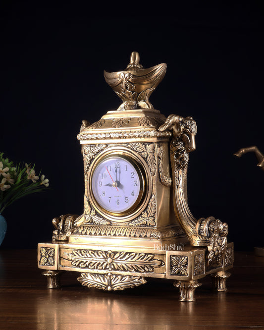 Vintage Brass Victorian Table Clock 10.2 inch