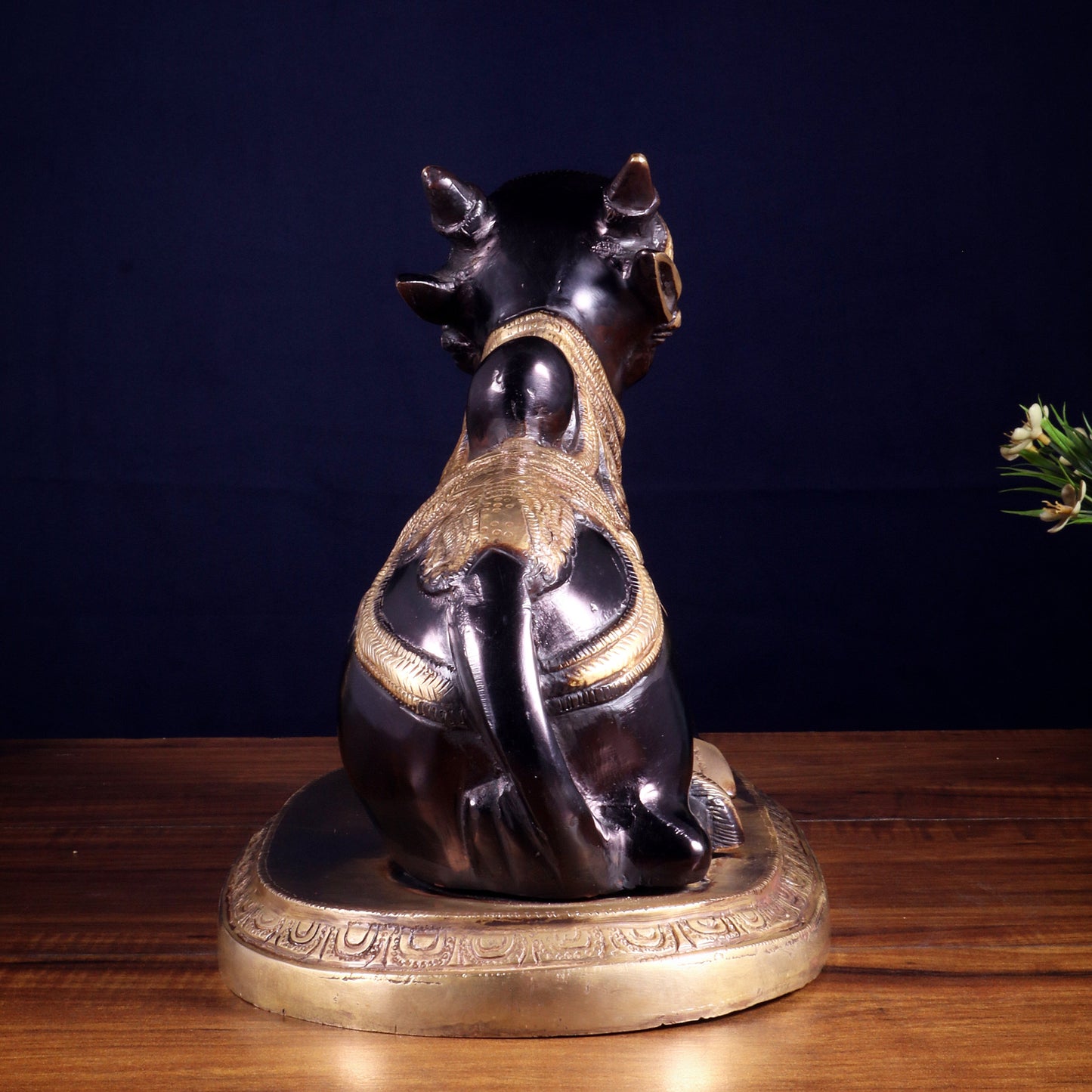 Pure Brass Vintage Nandi Statue – black tone 12.6 inch