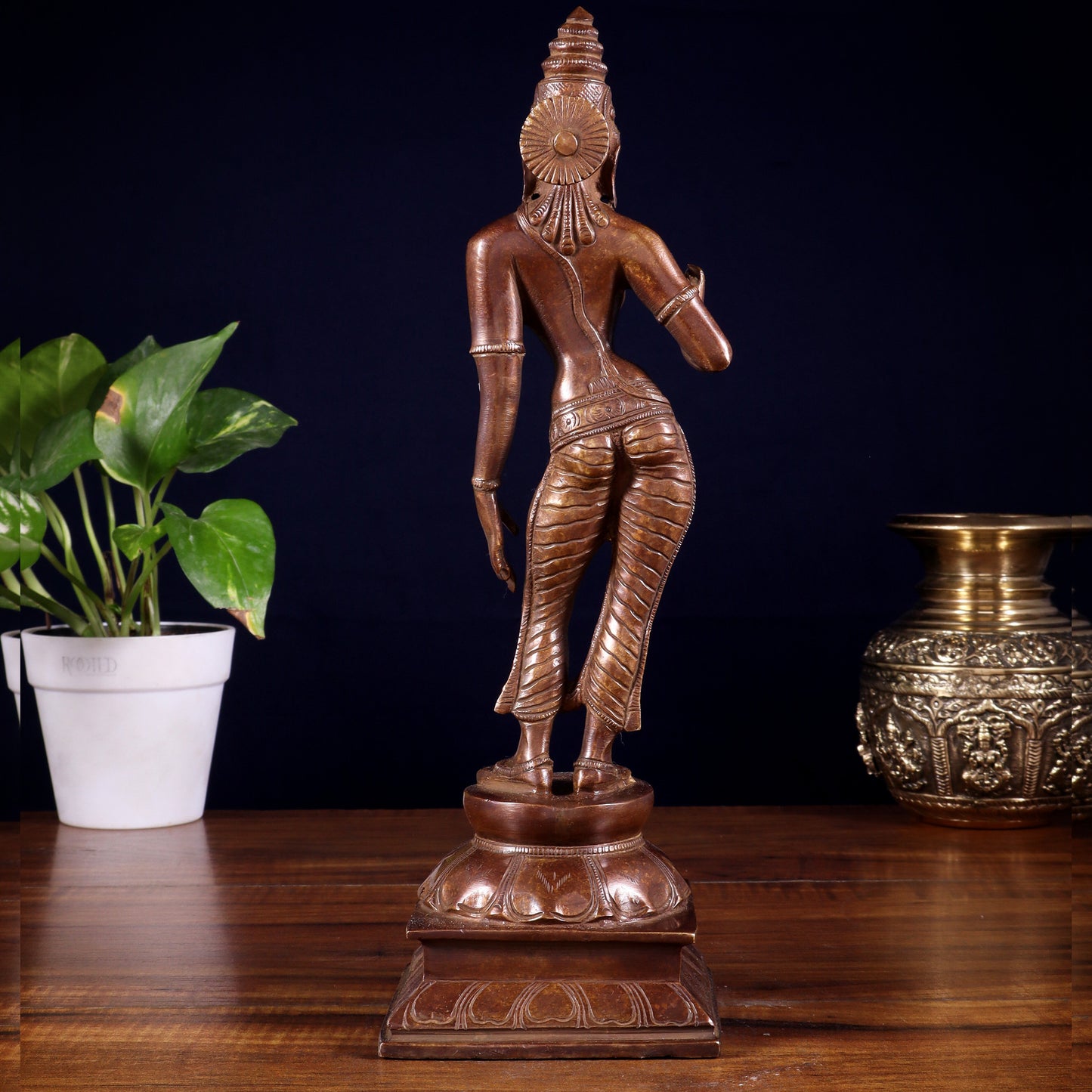 Brass Bhoga shakti Devi Uma Parvati Idol | 10 Inch Dark brown