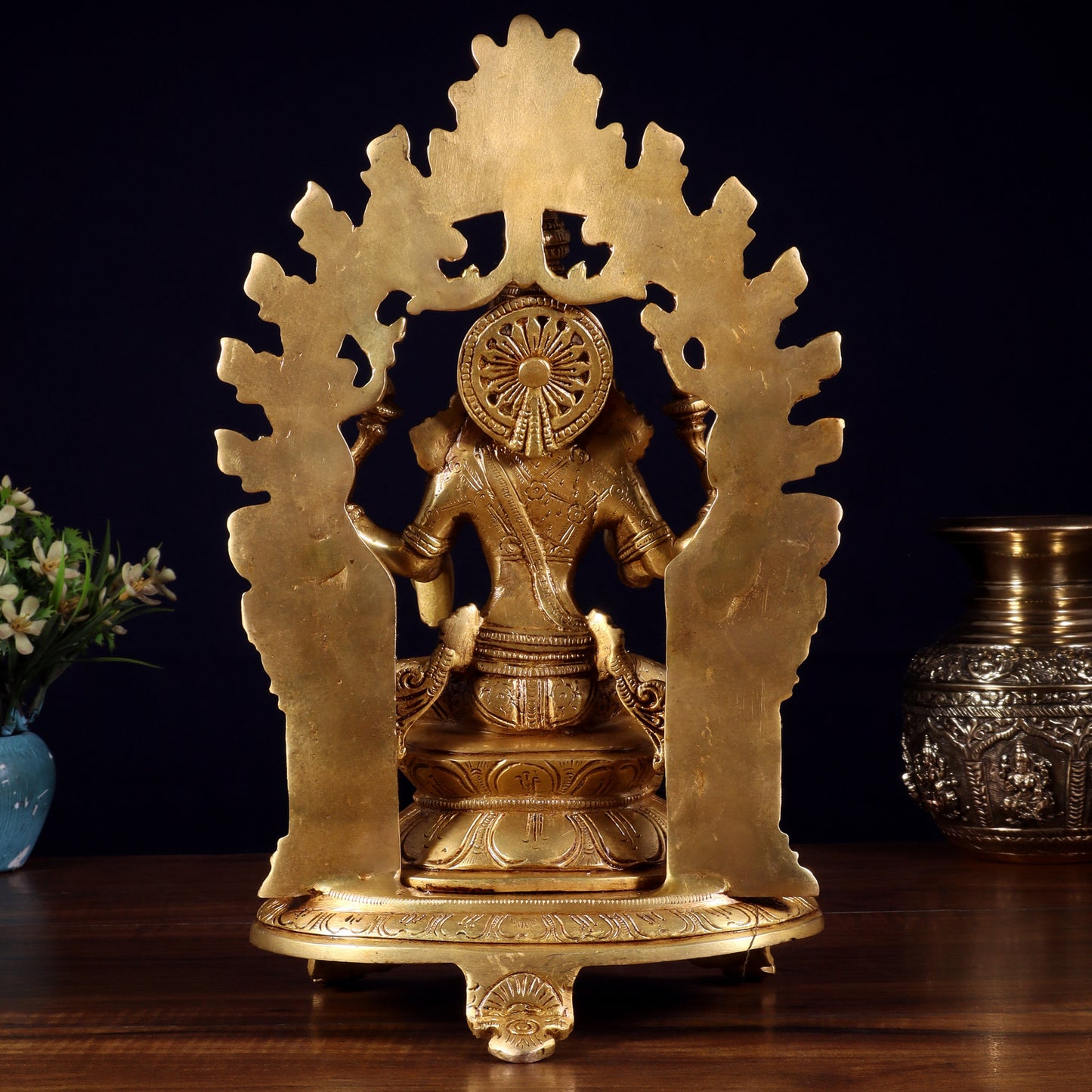 Pure Brass Goddess Lakshmi Idol with Prabhavali | 12 Inch