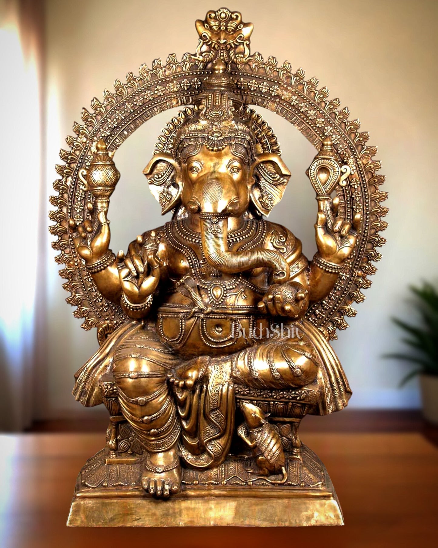 Massive Pure Brass Lord Ganesha Statue – 230 kg | 6 Feet Tall
