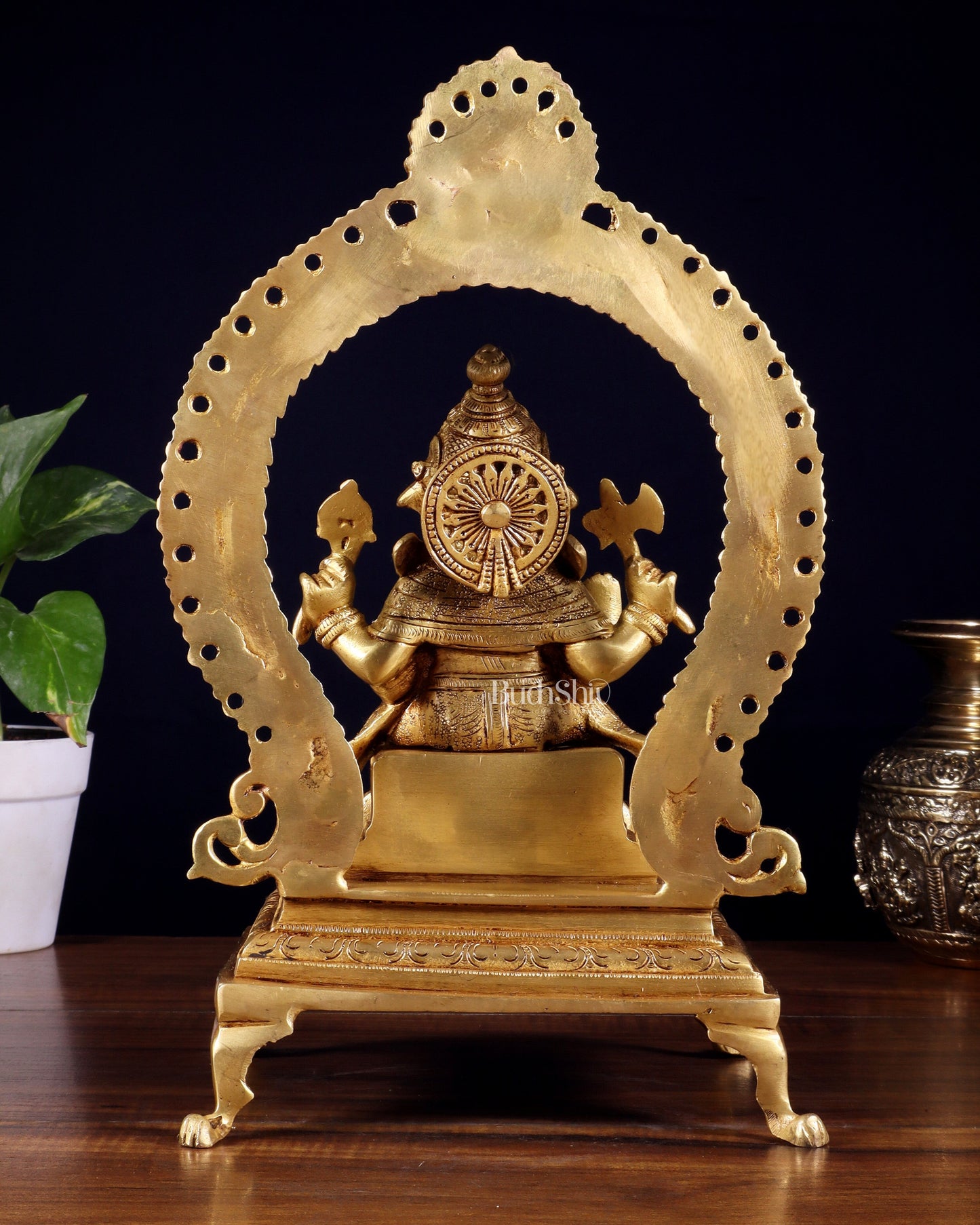 Pure Brass Lord Ganesha Idol with Prabhavali | 13 Inch