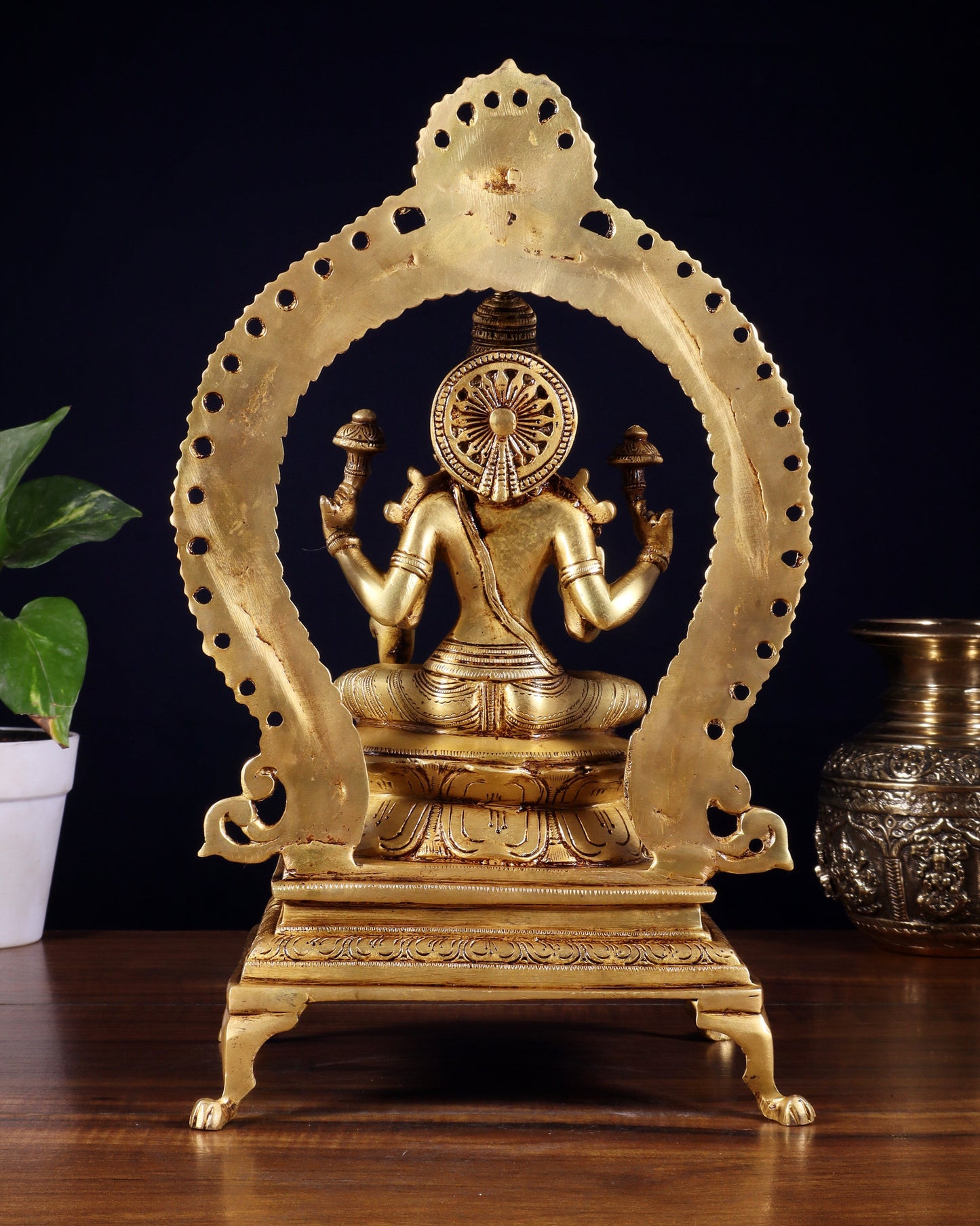 Pure Brass Goddess Lakshmi Idol with Prabhavali | 13 Inch