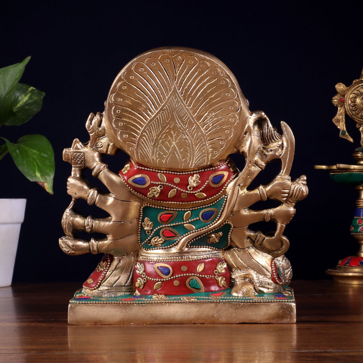 Pure Brass Panchmukhi Hanuman Statue 7.5 Inch stonework