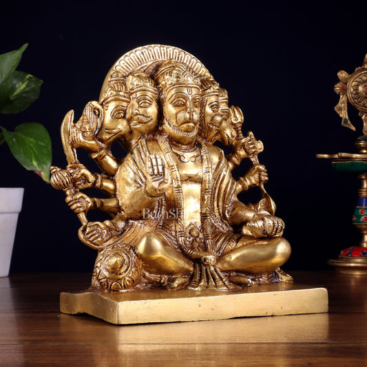 Pure Brass Panchmukhi Hanuman Statue 7.5 Inch