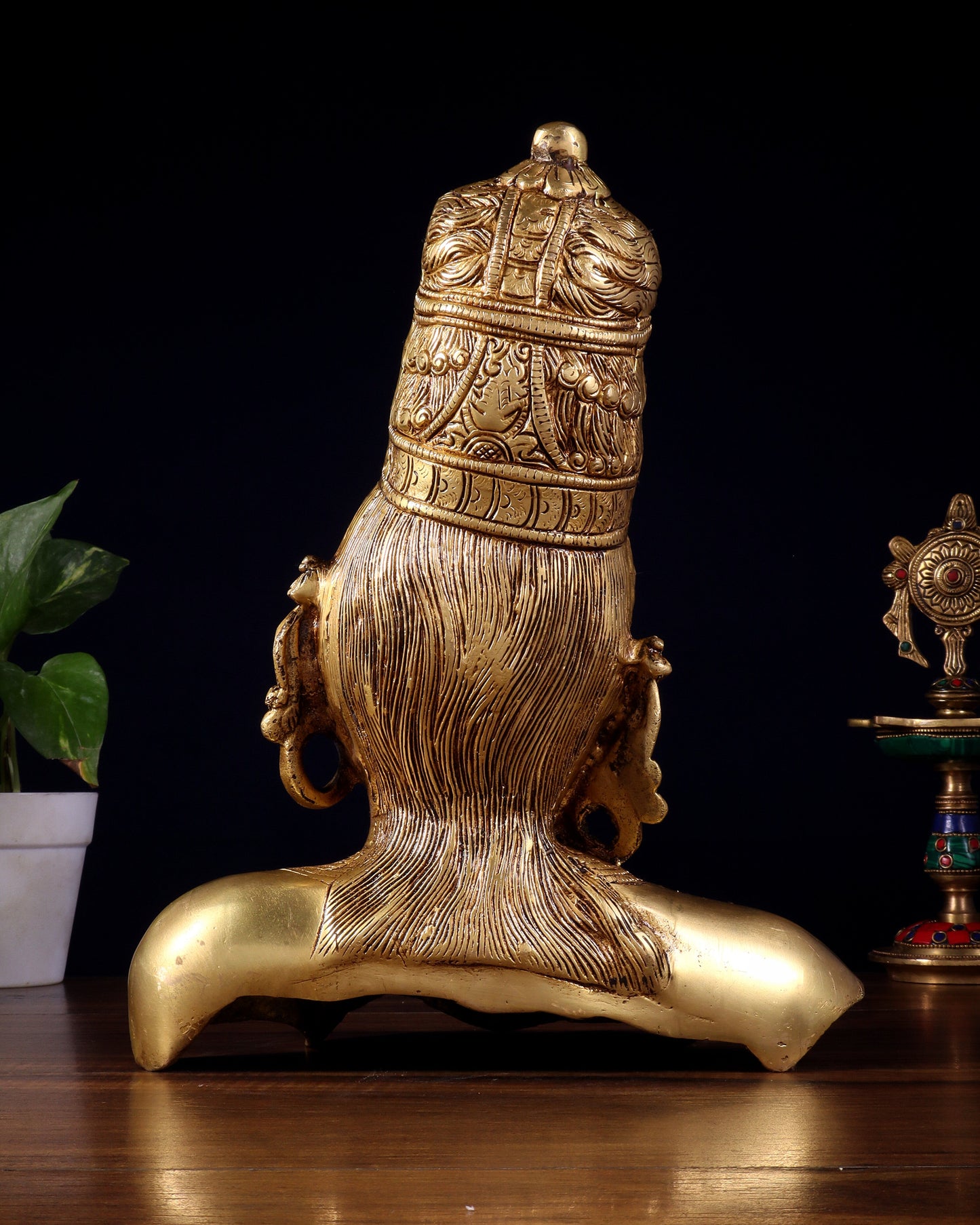 Brass Parvati face Bust table accent 12" Butter gold