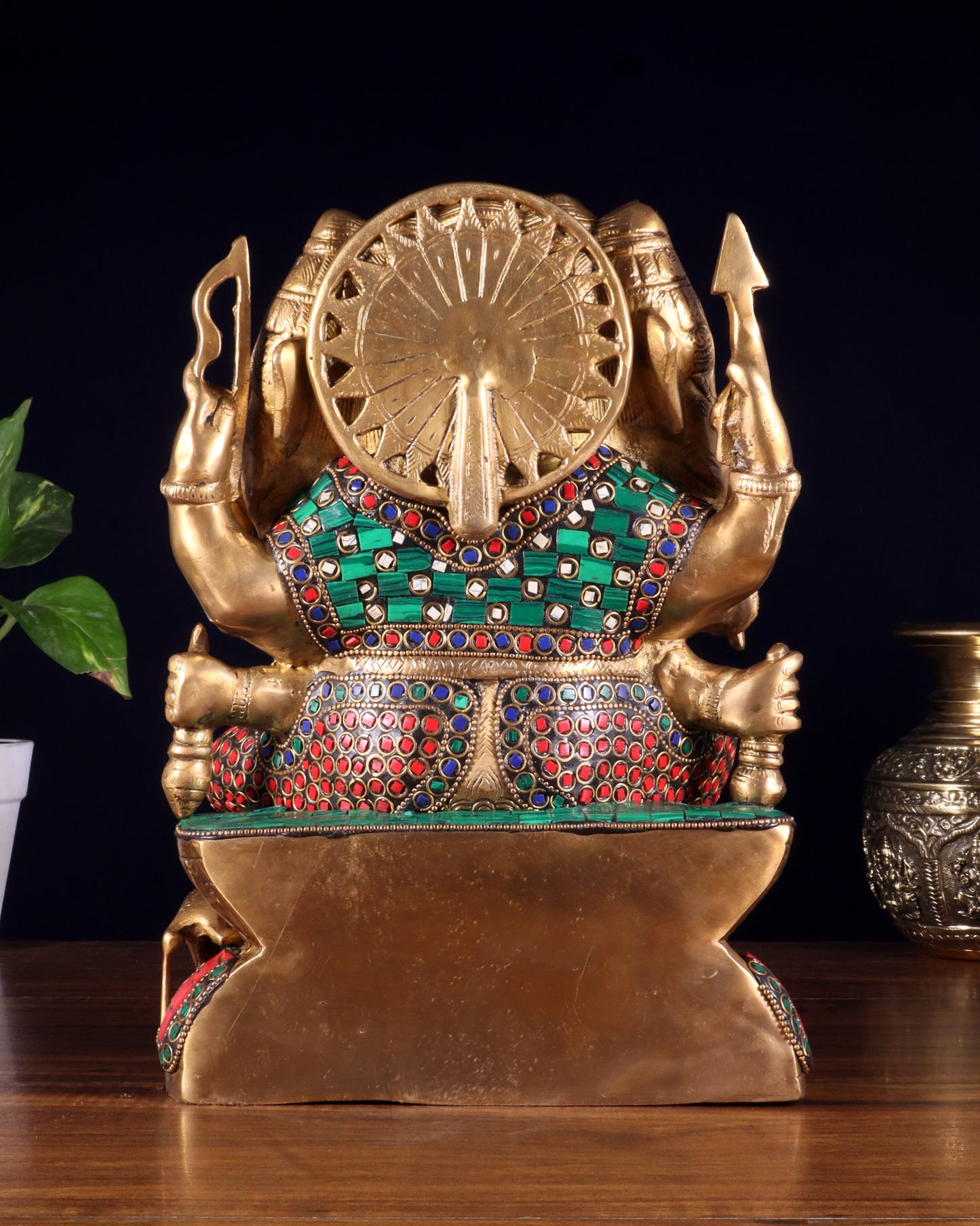 Pure Brass Superfine Panchmukhi Ganesha Statue - 11 inch Five faced ganesha statue