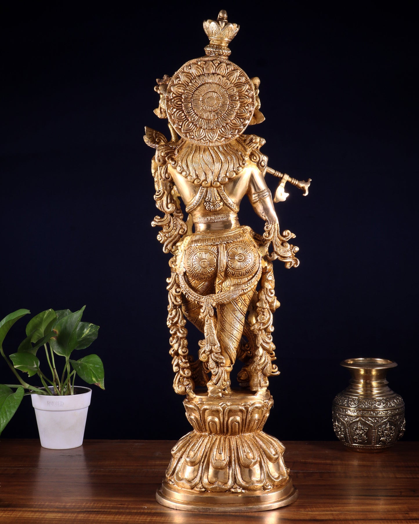 Krishna Brass Statue 25 inch glossy