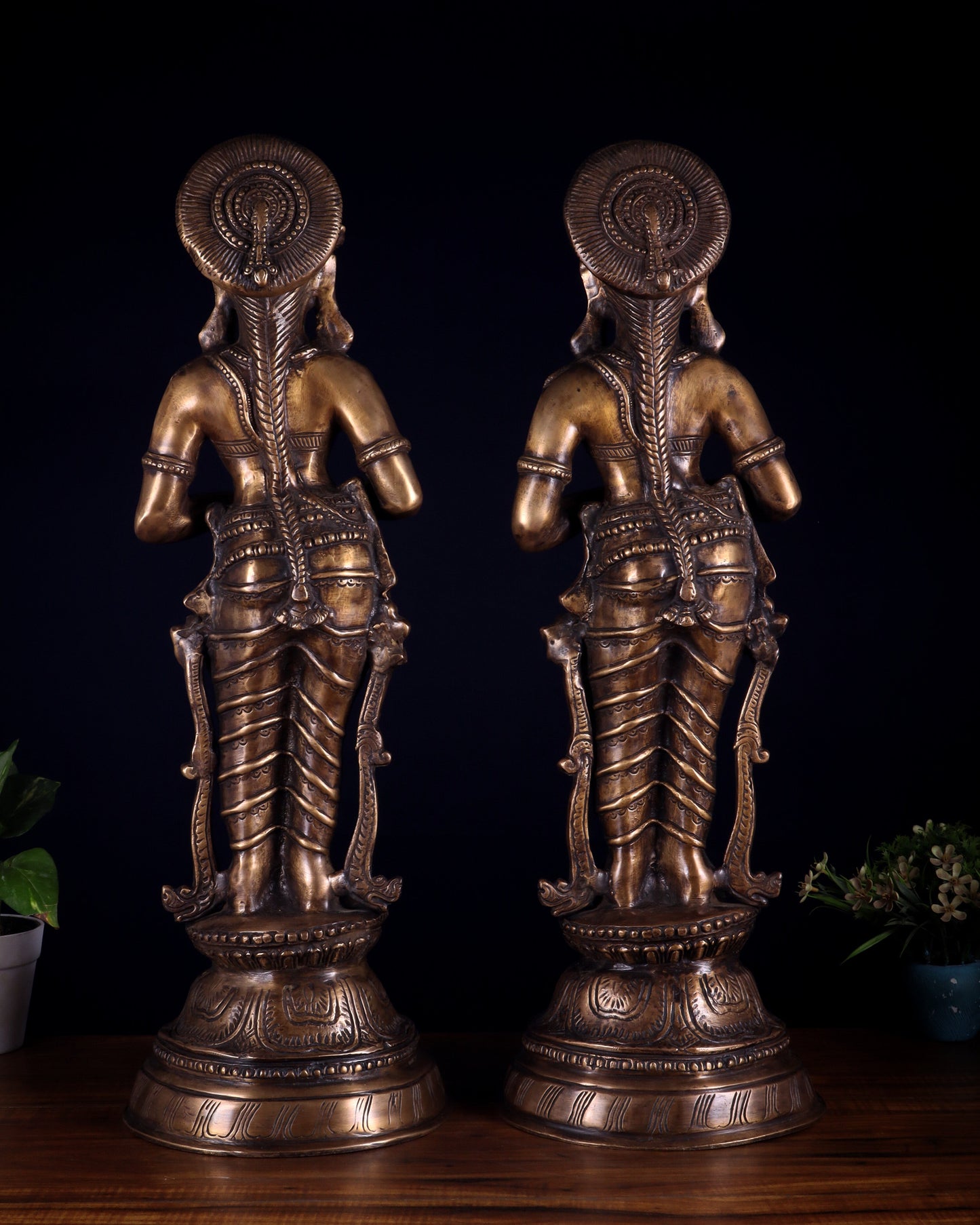 Vintage Brass Namaste Welcome Ladies – Pair