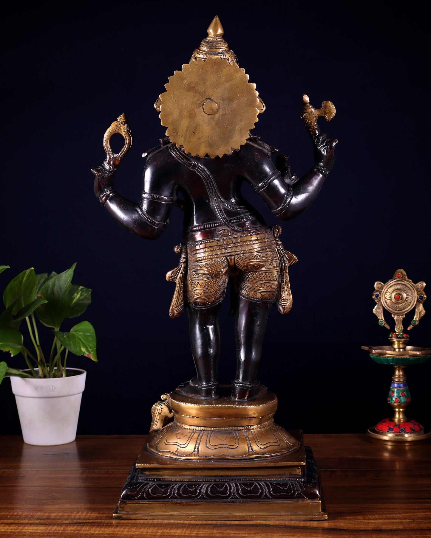 Brass Lord Ganesha Statue standing - 20 Inch black edition