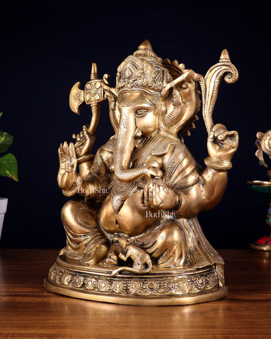 Brass Ganesha Statue - 12" matte finish