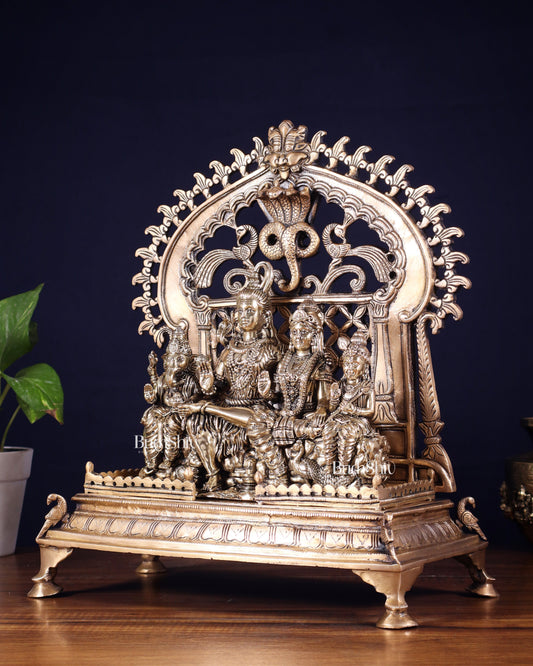 Brass Shiva Parivar with Kirtimukha Singhasan & Prabhavali – Combo Set 13.5 inch