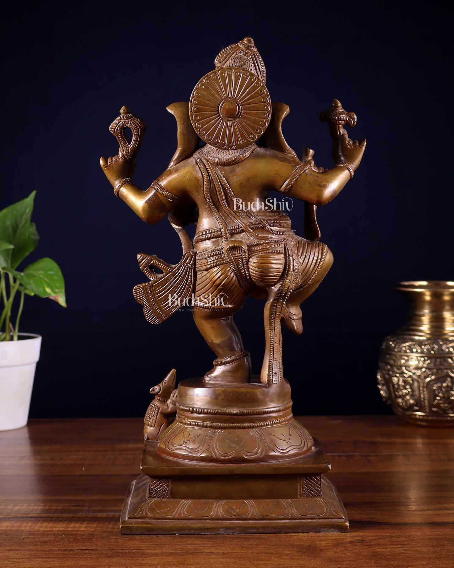 Pure Brass Dancing Ganesha Statue Chola bronze tone 13 inch
