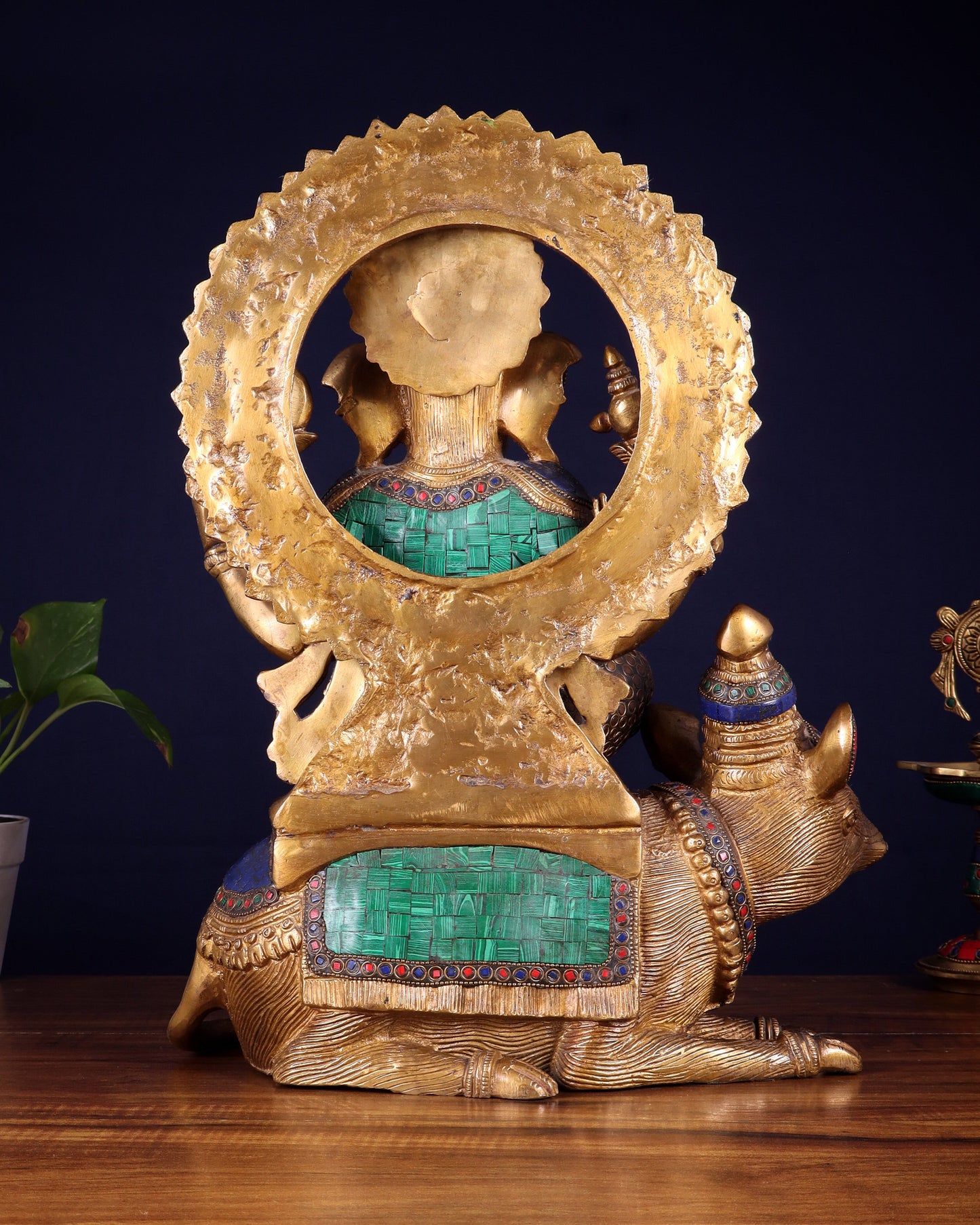 Pure Brass Ganesha sitting on mooshak idol - 16 inch