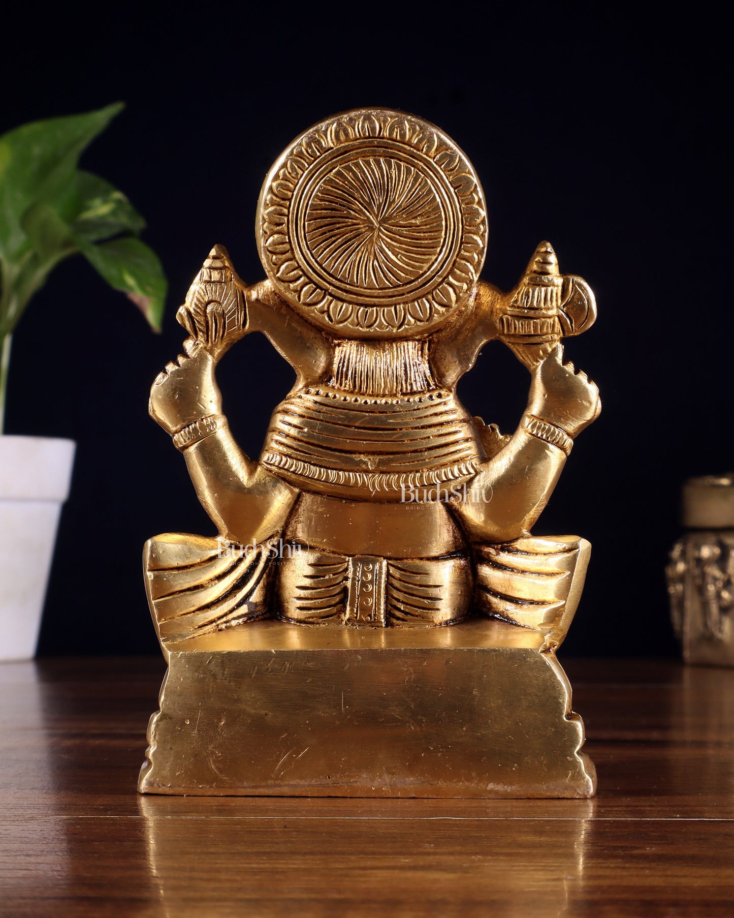 Pure Brass Ganesha Idol – Superfine Carvings 6"